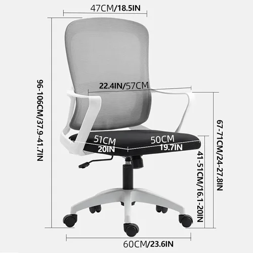 Miniatura 2 de Ergonomic Computer Desk Office Chair with Latex Cushion and Backrest - Comfortable Adjustable Gaming Chair for Work, Study and Relaxation in