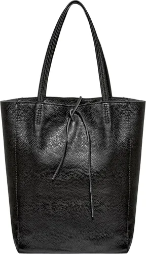 Bolso de mano italiano de piel auténtica para mujer, con cremallera, grande, alto, suave, sin forro, para compras, trabajo, viajes