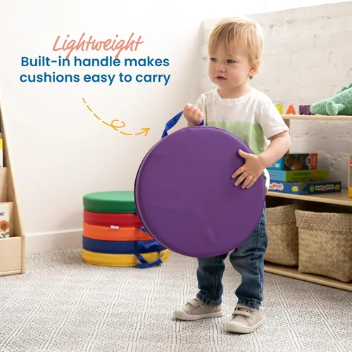 Miniatura 12 de ECR4Kids SoftZone - Cojines de suelo, redondos, asientos flexibles, surtidos, 6 piezas