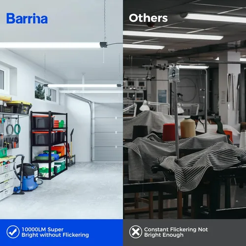 Miniatura 3 de Barrina BS84 - Luces LED para taller de 4 pies, 84 W, 10000 lúmenes, 6500 K, lámpara enlazable para garaje, sótano, colgante o montaje empotrado, 4