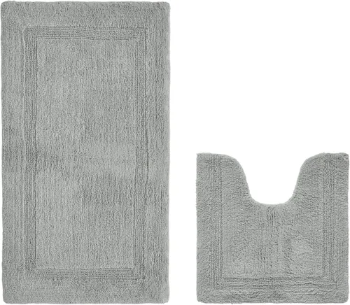 Miniatura 36 de Better Trends Alfombra de Inodoro en Forma de U Cubierta de Asiento de Inodoro de Lujo 100% Algodón Absorbente de Agua, Cubierta de Tapa Reversible