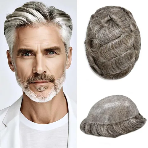 Miniatura 89 de Toupee for Men Hair Piece Real Human Hair Full Poly Skin Mens Toupee Mens Hair System Injected PU Hair System Invisible Hairpiece for