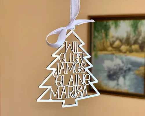 Miniatura 2 de Adorno personalizado para árbol de Navidad 2025, nombres cortados con láser, miembros de la familia, acero inoxidable, decoraciones de Navidad