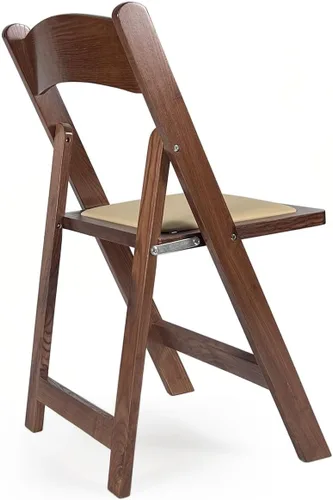 Miniatura 5 de Sillas plegables de madera con cojín, asientos comerciales apilables, sillas para bodas, banquetes y eventos, juego de 4, madera de fruta clásica