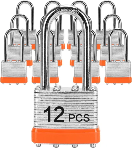 Miniatura 14 de Candado con misma llave, LQYN 6 piezas de candado laminado con llave (1-9/16", 40mm), candados con llave similar, grillete largo, para casillero