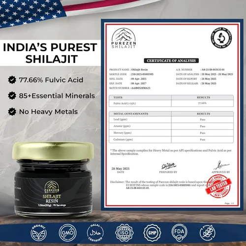 Miniatura 5 de Resina Shilajit pura del Himalaya 75% + ácido fúlvico, más de 85 minerales traza de 17,000 pies del Himalaya – Energía natural, resistencia