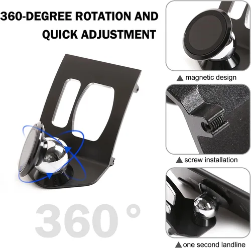 Miniatura 4 de Soporte giratorio para teléfono celular de 360 grados, soporte para teléfono móvil negro (imán) compatible con BMW X3 X4 F25 F26 2010-2016 (negro)