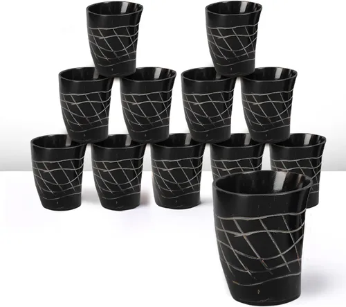 Miniatura 23 de Handicrafts Home Juego de 4 vasos de chupito hechos a mano, patrón entrecruzado de 6.5 onzas, chupitos de whisky vikingo naturales para cócteles