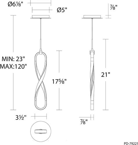 Miniatura 2 de WAC Lighting dweLED, mini colgante LED Marise 4in 3000K en negro