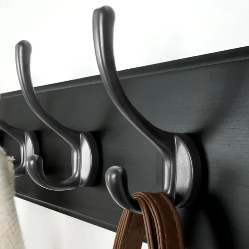 Miniatura 7 de Dseap Perchero de Pared: Moderno, Patentado, Resistente, 17.4" de Largo, Riel Colgador de Madera con 5 Ganchos Dobles para Abrigos de Invierno, Negro