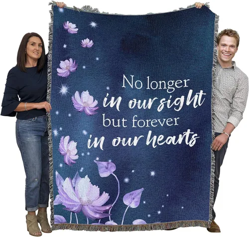Miniatura 14 de Pure Country Weavers Manta con texto en inglés "I Am The Gentle Breeze Upon Your Face" con diseño de flores, para regalo de duelo y condolencia