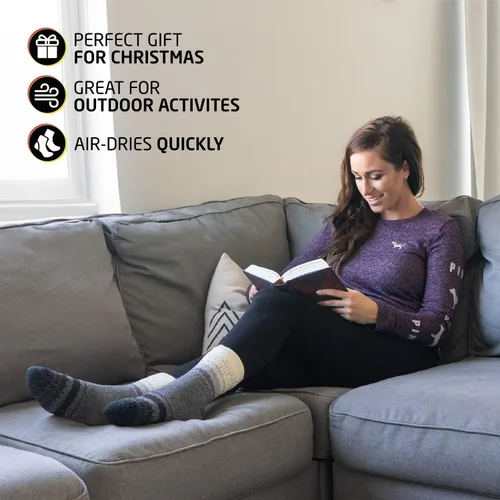 Miniatura 5 de HOT FEET Calcetines térmicos para mujer Calcetines cálidos y gruesos aislados para el clima frío de invierno, lindos calcetines cálidos coloridos