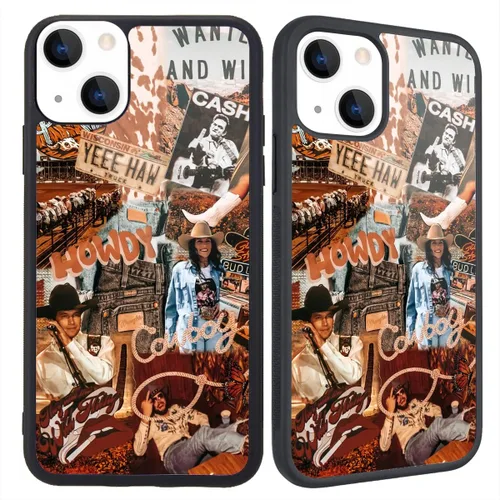 Miniatura 41 de Funda compatible con iPhone 13 para niños y mujeres, diseño divertido de cara, parte trasera dura con negro, divertido y lindo patrón de arte
