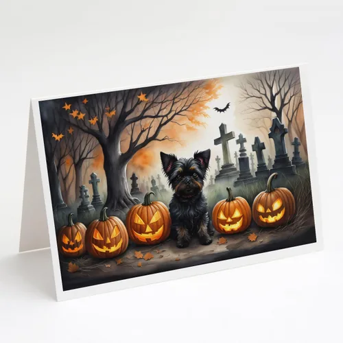 Miniatura 69 de Caroline's Treasures DAC2018GCA7P - Tarjetas de felicitación y sobres de Halloween espeluznantes de Border Collie, paquete de 8 tarjetas en blanco