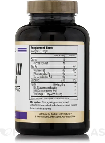 Miniatura 2 de Windmill Aceite de pescado Omega 3 1,000 mg cápsulas blandas, 90 ct