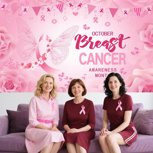 Miniatura 3 de AIBIIN Fondo de concientización sobre el cáncer de mama de 7 x 5 pies para fotografía sobre el cáncer de mama, decoraciones de fiesta, pancarta