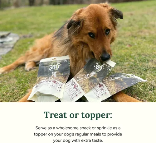 Miniatura 4 de 360 Pet Nutrition Golosinas de hígado de bisonte crudo liofilizado para perros, un solo ingrediente, alto en proteínas, sin granos, aperitivos