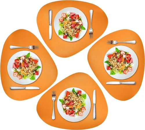 Miniatura 7 de Herda Juego de 6 manteles individuales para mesa de comedor, de piel sintética, lavables, manteles individuales para mesa redonda, para cocina, Gris