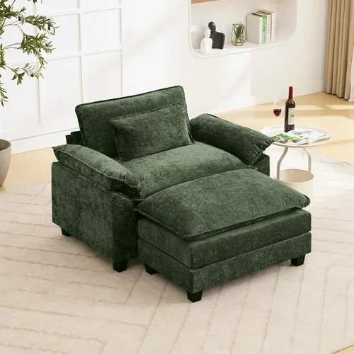 Miniatura 18 de Oprisen Sofá Seccional Modular, Cómodo Cloud Couch Sofá Seccional, Sofá Cama de Chenilla con Asiento Profundo con Almohadas Decorativas para Sala