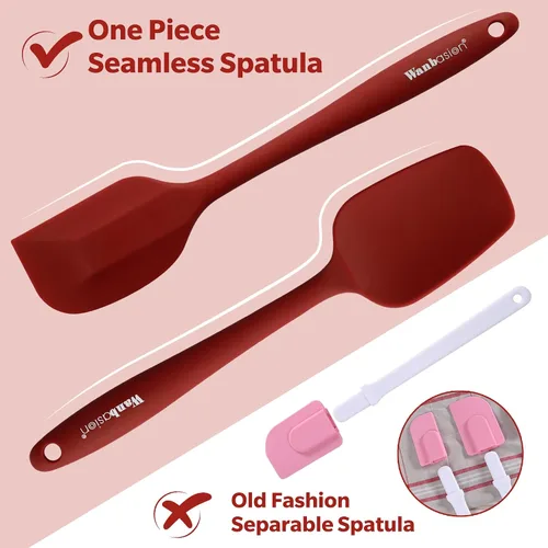 Miniatura 6 de Wanbasion Juego de 5 Espátulas de Silicona Premium Resistentes al Calor, Juego de Espátulas de Cocina Aptas para Lavavajillas para Utensilios