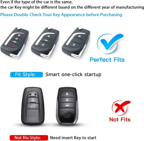 Miniatura 2 de QBUC Funda para llavero Toyota compatible con Toyota Fortuner Tundra Camry RAV4 Highlander Corolla Smart Key Sliver
