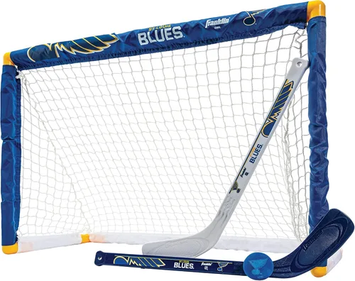 Franklin Sports NHL - Juego de mini hockey para niños, portería de hockey sobre rodilla, pelota + 2 palos, juego de juguetes para interiores del