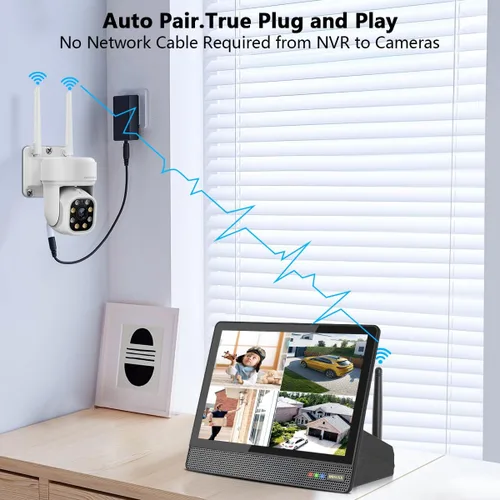 Miniatura 7 de Grabadora NVR inalámbrica de 10 canales solo con monitor IPS de 10 pulgadas, WiFi de doble banda de 5 MP 2.4G/5.8G, compatible con cámaras