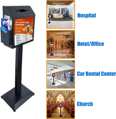 Miniatura 2 de Caja de sugerencias con soporte, caja de ofertas de pie, con cerradura de combinación de metal, caja fuerte para votar, caridad, donación, iglesia