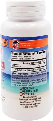 Miniatura 2 de Cleartract Cápsulas de fórmula D-manosa, 500 mg, 60