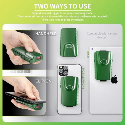 Miniatura 5 de NETUM Escáner de código de barras Bluetooth 1D, lector de código de barras CCD portátil pequeño 3 en 1, lector de código de barras CCD automático