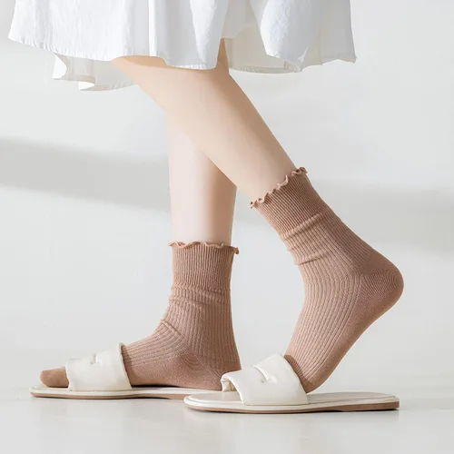 Miniatura 25 de Mcool Mary Calcetines para mujer, con volantes, estilo casual, transpirables, de punto, de algodón, con volantes, paquete de 6