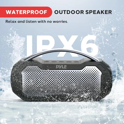 Miniatura 3 de Pyle Altavoz inalámbrico portátil Bluetooth con micrófono manos libres con graves profundos función de sonido estéreo TWS - Altavoz impermeable IPX6