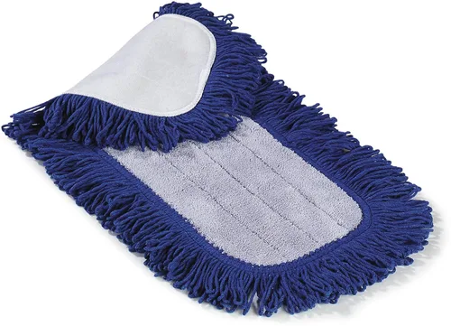 Miniatura 6 de FLO-PAC - Almohadilla para trapeador seco, flecos en bucle con centro de microfibra para limpieza de suelos y paredes, 18 pulgadas, azul