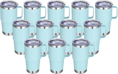 Miniatura 32 de Vaso térmico de acero inoxidable de 20 oz con asa, envase a granel, vasos termales metálicos aislados, taza de café de viaje con asa, vaso de doble