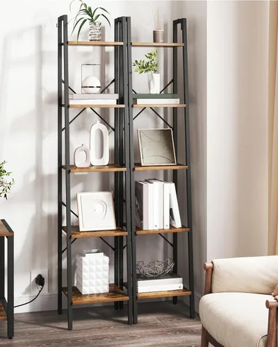 Miniatura 6 de Hzuaneri - Estantería escalera, estantería con soporte para libros, estante de almacenamiento de esquina independiente con 2 ganchos para oficina