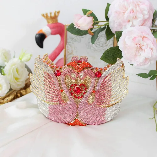 Miniatura 2 de Bolsa de noche deslumbrante con diamantes de imitación de lujo, bolso de mano de cisne para boda, fiesta de noche, baile de graduación, cóctel