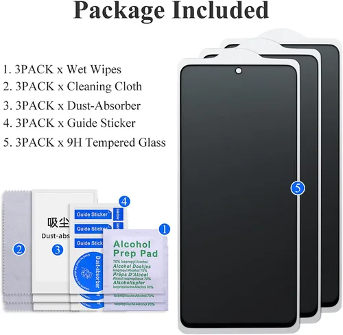 Miniatura 8 de AKABEILA [Paquete de 3 protectores de pantalla de privacidad para Xiaomi Redmi Note 12 Pro Plus (5G) Vidrio de privacidad Cobertura completa Anti