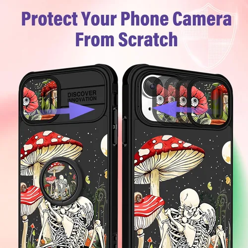 Miniatura 4 de Funermei Funda 2 en 1 para iPhone 13/iPhone 14 para mujeres, linda funda de teléfono con calavera para niñas, diseño de esqueleto gótico, divertido