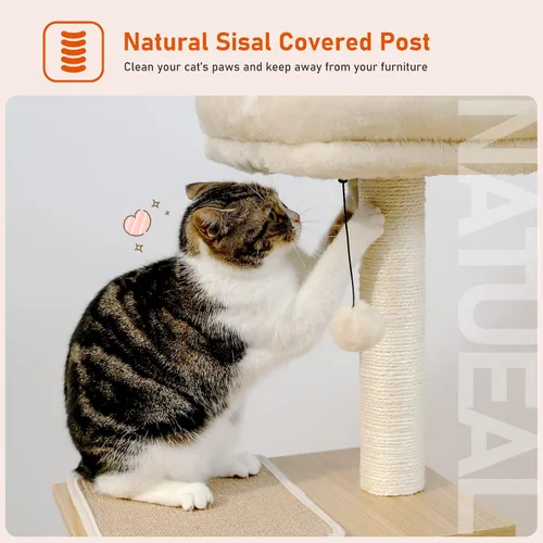 Miniatura 6 de PEQULTI - Torre para gatos moderna, árbol de gato de varios niveles para gatos de interior, casa de juego para gatos con gran condo, hamaca