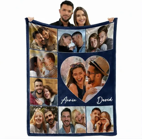 Miniatura 23 de MeMoShe Mantas personalizadas con fotos, regalos personalizados para parejas, manta de foto personalizada, regalos personalizados de "Te quiero