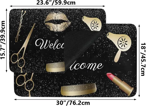 Miniatura 3 de Felpudo de goma antideslizante con estampado brillante para peluquería, para interiores y exteriores, patio, puerta delantera, decoración del hogar