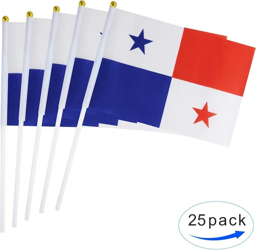 Miniatura 3 de Paquete de 25 banderas nacionales pequeñas de mano de panamá panameño, con parte superior redonda, suministros de decoración de fiesta