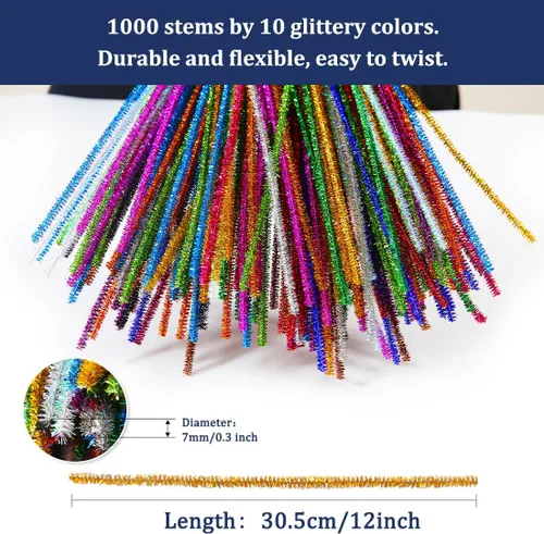 Miniatura 2 de Limpiadores de tuberías, limpiadores de tuberías para manualidades, manualidades y artesanías, manualidades, suministros para manualidades, Purpurina