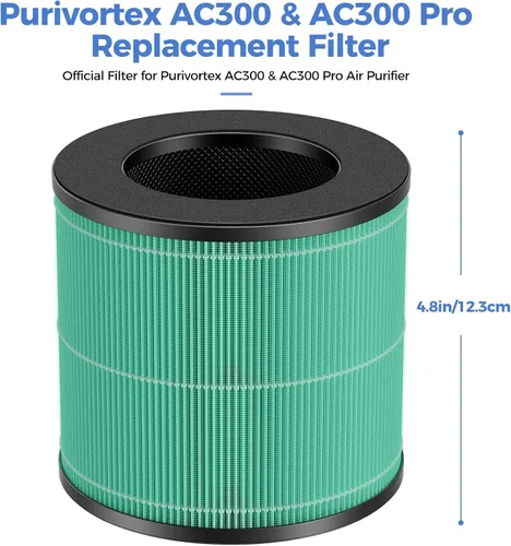 Miniatura 2 de Purivortex Filtro de repuesto para absorción de toxinas AC300 y AC300 Pro, filtro HEPA 3 en 1 con carbón activado, verde