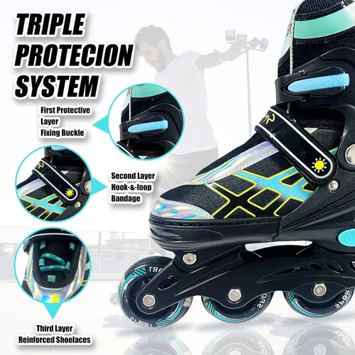 Miniatura 5 de Patines en línea ajustables para niños y niñas de 4 a 16 años, todas las 8 ruedas de los patines en línea se iluminan, patines en línea para niños