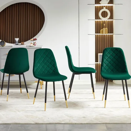 Miniatura 11 de NORDICANA Sillas de comedor de terciopelo, sillas laterales tapizadas de color sólido para la cocina, juego de 2 con patas de metal, gris