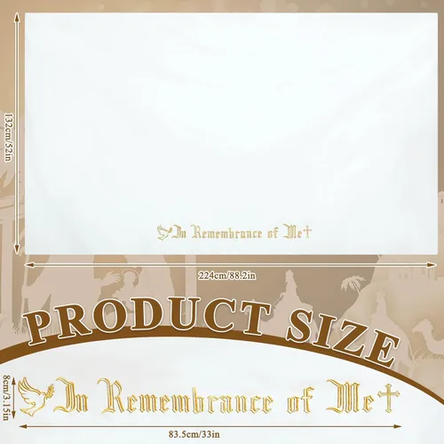 Miniatura 2 de VitalCozy Gran en Recuerdo de Mí Frontal de Altar 88.2x52pulg Cubierta de Paño de Mesa de Comunión Blanca Rectangular Paños de Mesa de Comunión