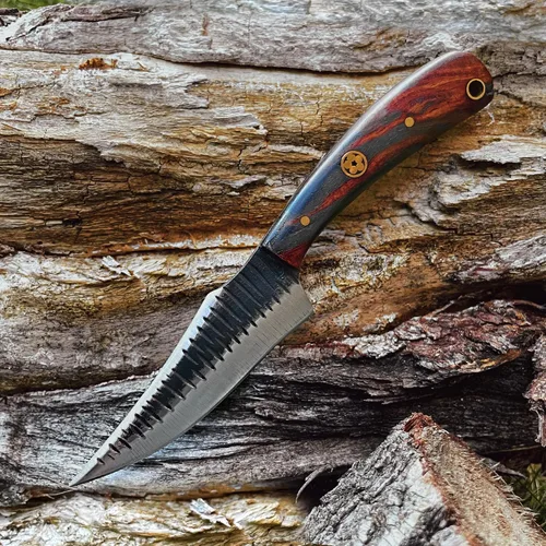 Miniatura 8 de Cuchillo de despellejamiento artesanal Titan International Knives de acero Carbon 1080 Cuchillo de hoja fija con revestimiento