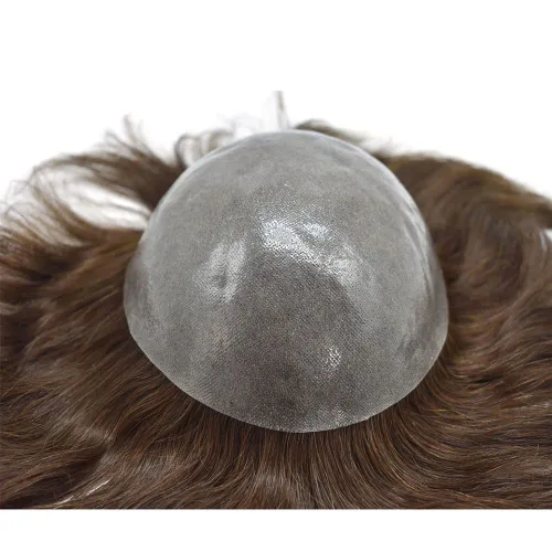 Miniatura 7 de Toupee para hombres Cabello humano real suave Poly Skin Mens Toupee Hair Units System Natural Looking Grey Brown Blonde Mens Hairpiece Protesis