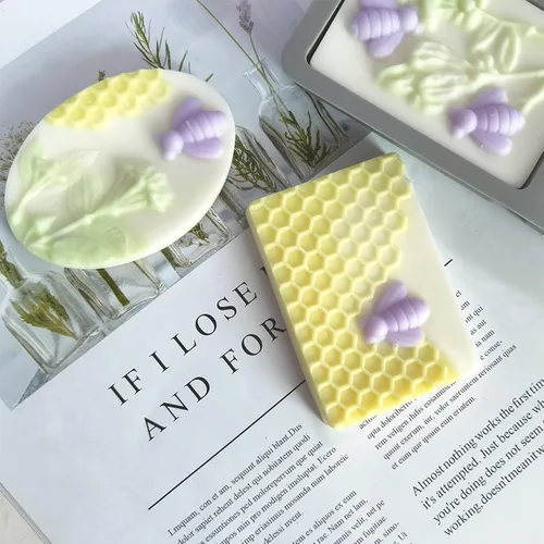 Miniatura 3 de 2 moldes rectangulares de silicona de abeja para jabón, moldes de panal para chocolate gelatina de caramelo, fabricación casera de manualidades